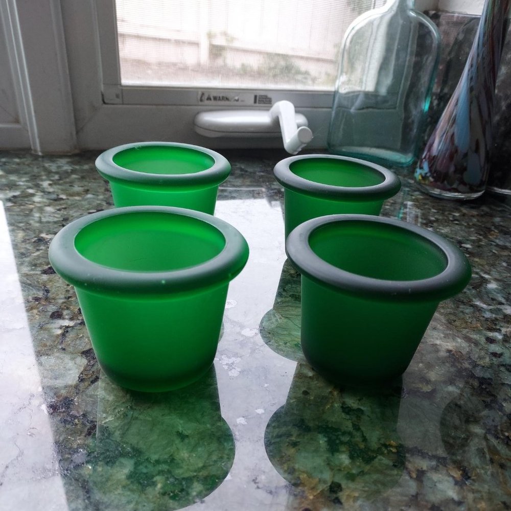 Green glass tea lights